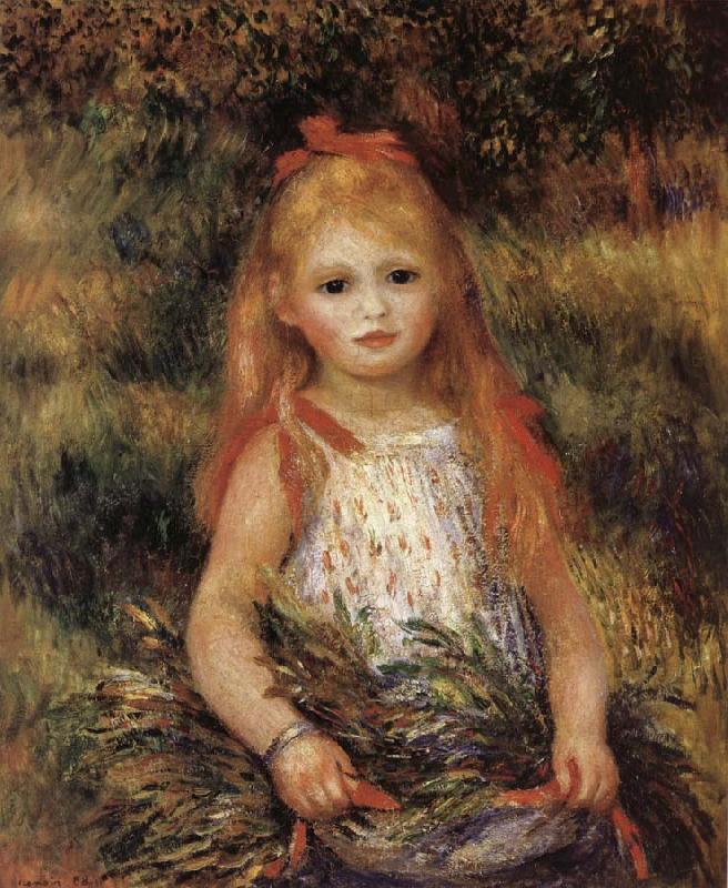 Pierre Renoir Girl with Flowers Norge oil painting art